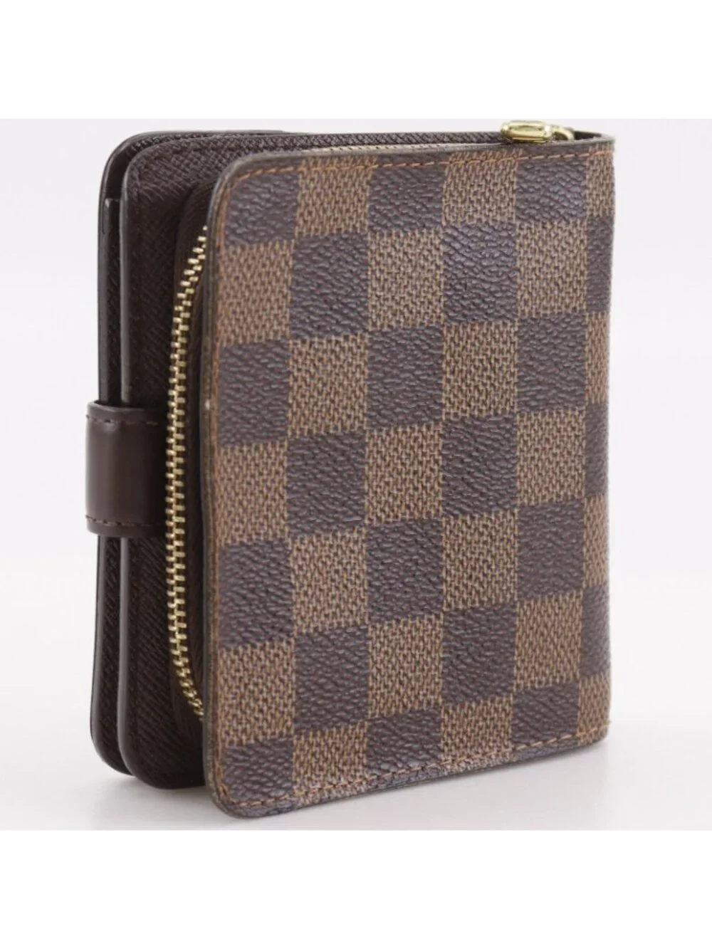 Louis Vuitton Compact Zip Damier Canvas Brown Bifold Wallet
